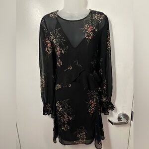 Astr Knee Length Flowered Dress - Size L